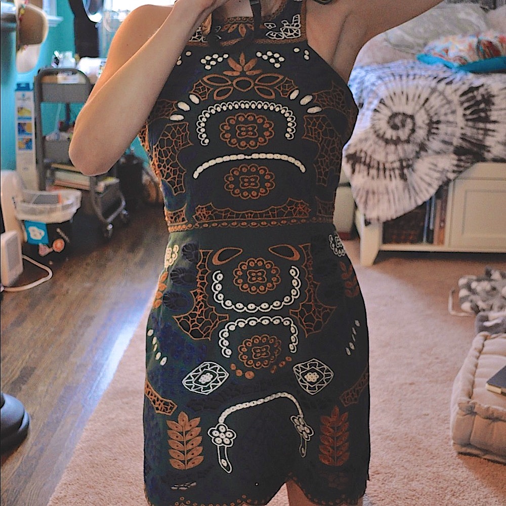 Embroidered cocktail dress